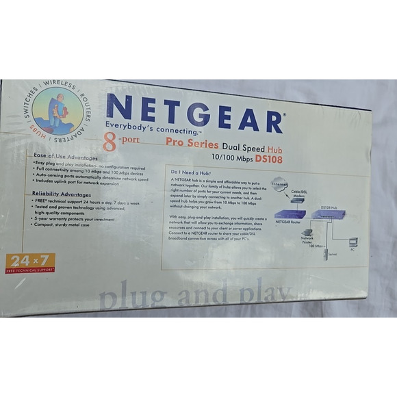 Netgear DS108 8-Port Dual Speed Hub 10/100 Mbps - Picture 3 of 7